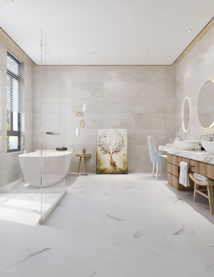 luxury vinyl tile flooring in a Charlottetown bathroom